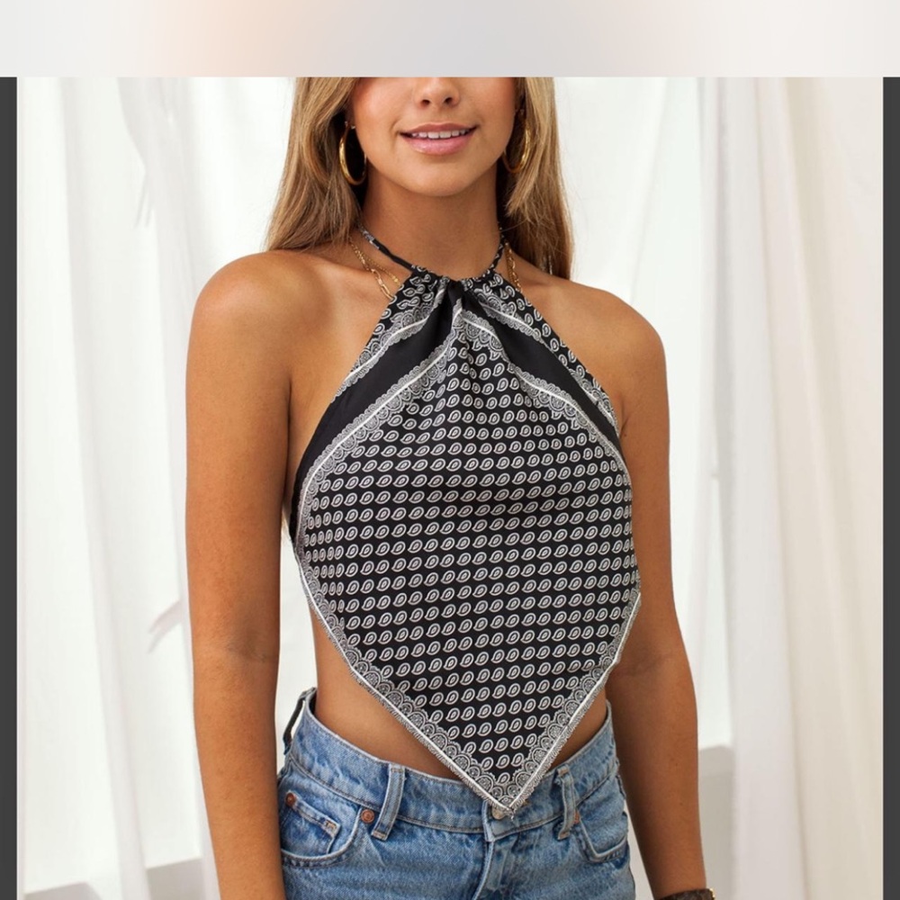 Black‎ and White Halter Top
